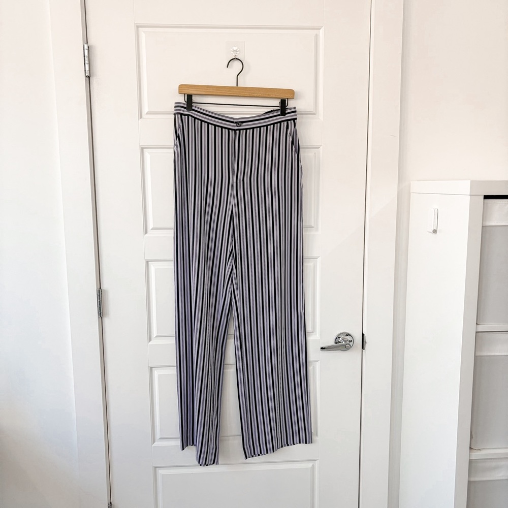 NEW Equipment Aeslin Striped Silk Trousers Lavender - Picture 3 of 9